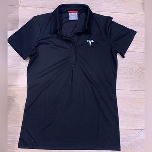 Tesla Size Small/Medium Women’s Short Sleeve Polo Shirt In Black
